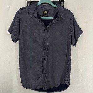 Eighth Avenue Collared Button Up Short Sleeve Shirt‎ Pattern Mens Medium Blue